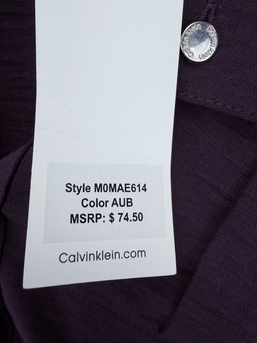 Calvin Klein Plum Roll-Tab Tunic Blouse M Button-Front - Picture 13 of 13